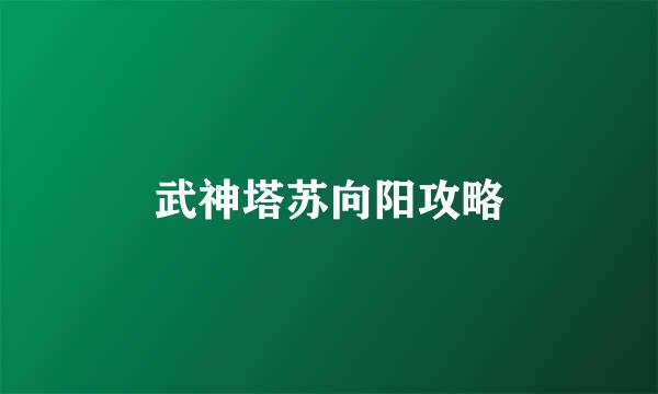 武神塔苏向阳攻略