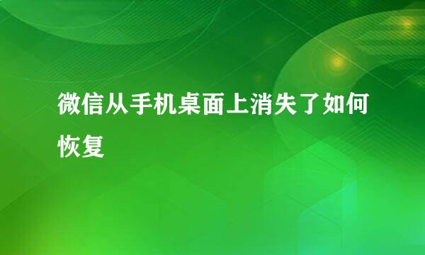 微信从手机桌面上消失了如何恢复