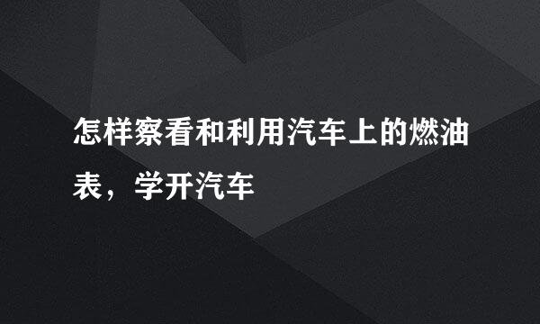 怎样察看和利用汽车上的燃油表，学开汽车