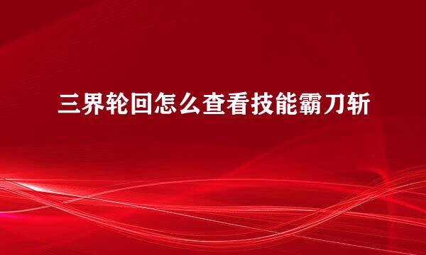 三界轮回怎么查看技能霸刀斩