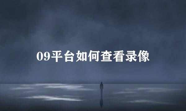 09平台如何查看录像