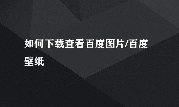如何下载查看百度图片/百度壁纸