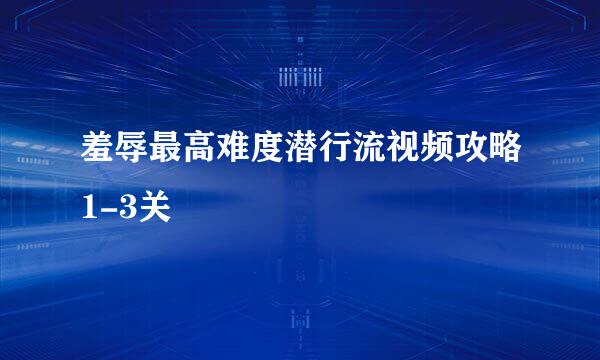 羞辱最高难度潜行流视频攻略1-3关