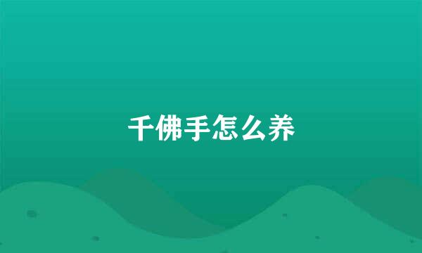 千佛手怎么养