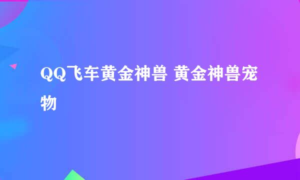 QQ飞车黄金神兽 黄金神兽宠物