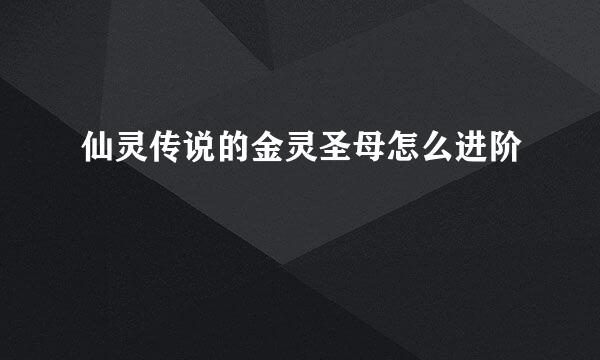 仙灵传说的金灵圣母怎么进阶