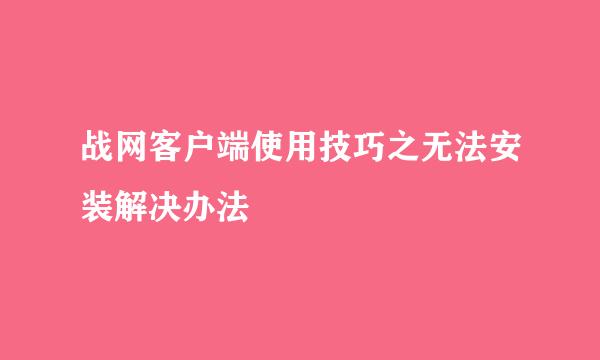 战网客户端使用技巧之无法安装解决办法