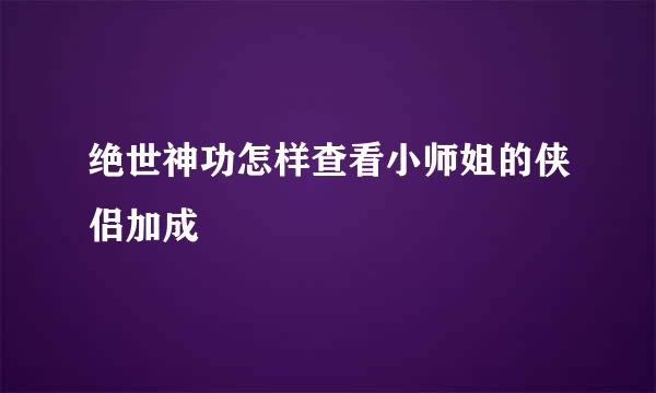 绝世神功怎样查看小师姐的侠侣加成