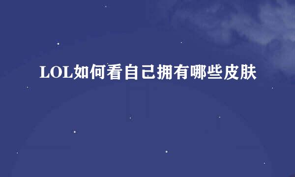 LOL如何看自己拥有哪些皮肤