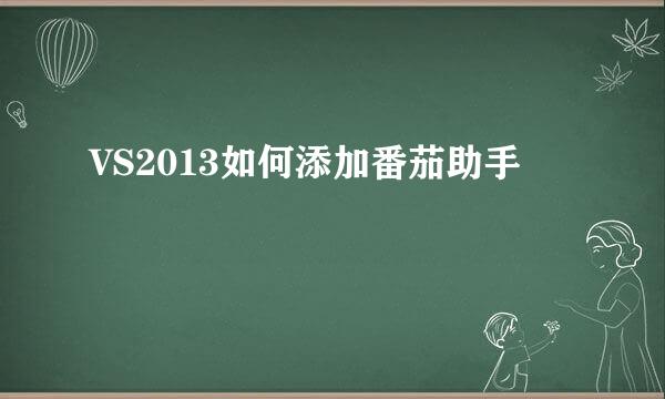 VS2013如何添加番茄助手