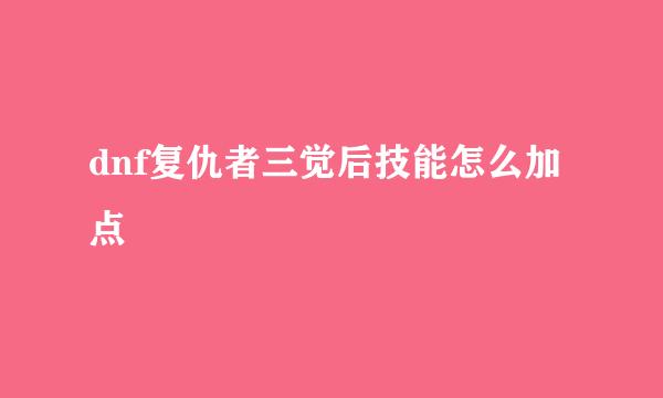 dnf复仇者三觉后技能怎么加点