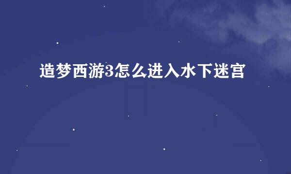 造梦西游3怎么进入水下迷宫
