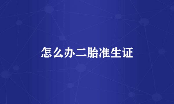 怎么办二胎准生证