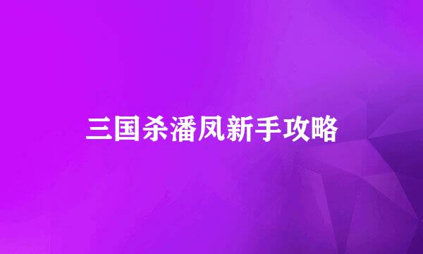 三国杀潘凤新手攻略