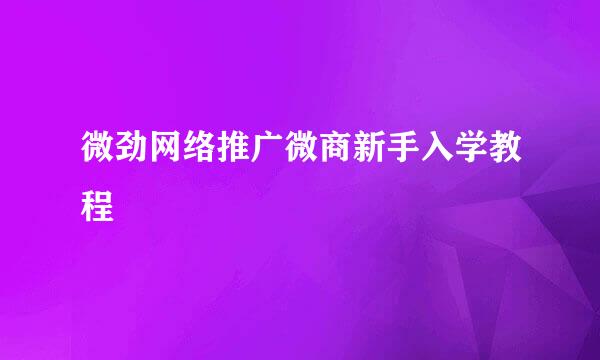 微劲网络推广微商新手入学教程