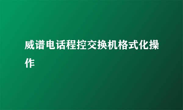 威谱电话程控交换机格式化操作