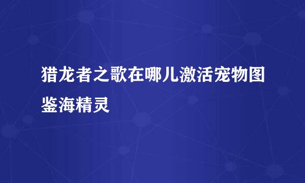 猎龙者之歌在哪儿激活宠物图鉴海精灵