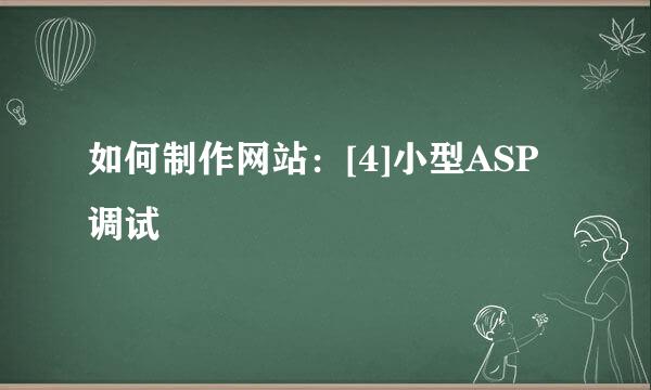 如何制作网站：[4]小型ASP调试