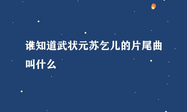 谁知道武状元苏乞儿的片尾曲叫什么