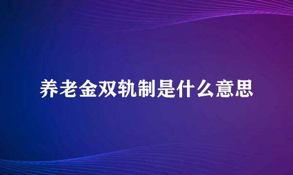 养老金双轨制是什么意思