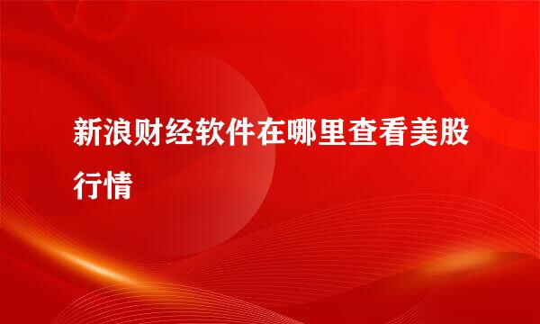 新浪财经软件在哪里查看美股行情