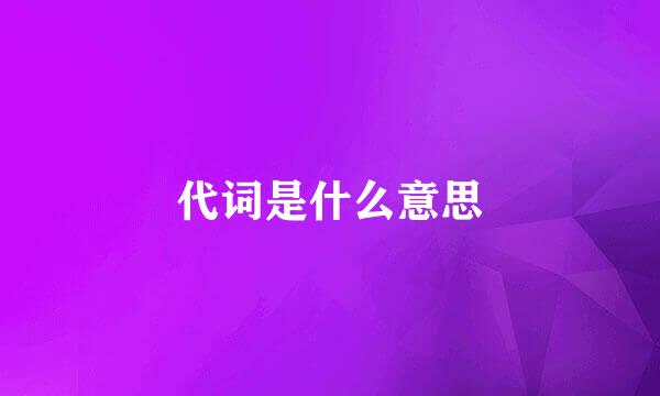 代词是什么意思