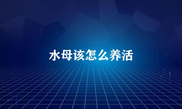 水母该怎么养活