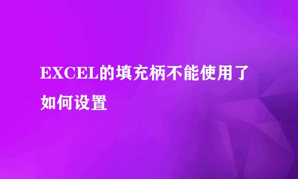 EXCEL的填充柄不能使用了如何设置