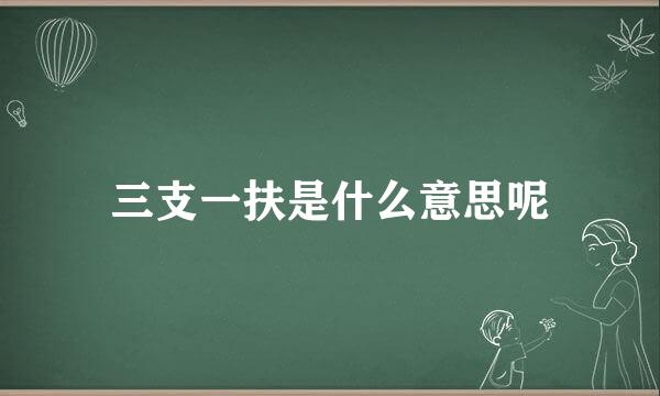 三支一扶是什么意思呢