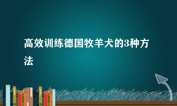 高效训练德国牧羊犬的3种方法