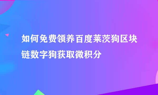 如何免费领养百度莱茨狗区块链数字狗获取微积分