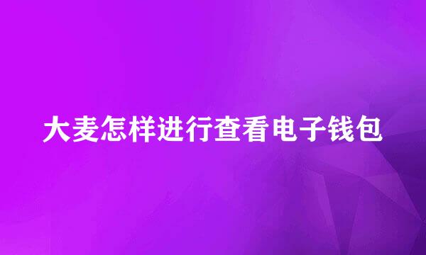 大麦怎样进行查看电子钱包