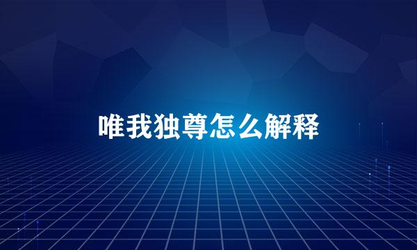 唯我独尊怎么解释