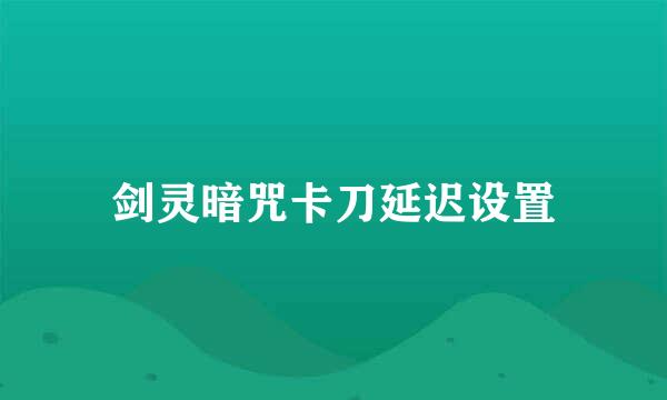 剑灵暗咒卡刀延迟设置