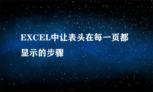 EXCEL中让表头在每一页都显示的步骤