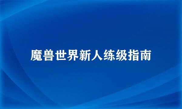 魔兽世界新人练级指南