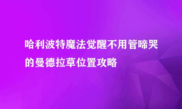 哈利波特魔法觉醒不用管啼哭的曼德拉草位置攻略