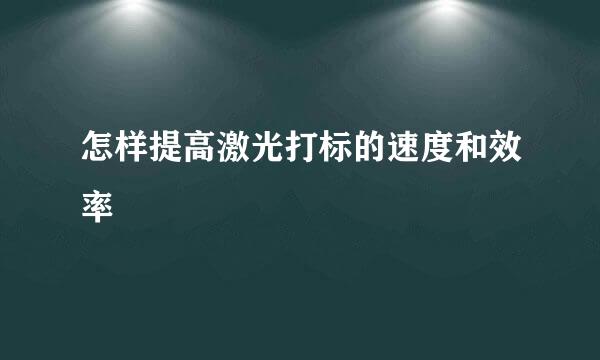 怎样提高激光打标的速度和效率