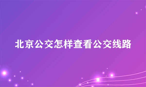 北京公交怎样查看公交线路