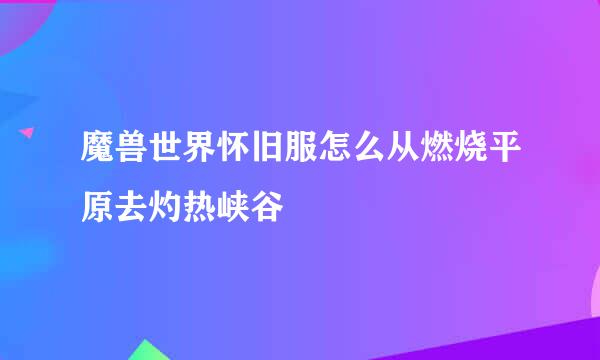 魔兽世界怀旧服怎么从燃烧平原去灼热峡谷