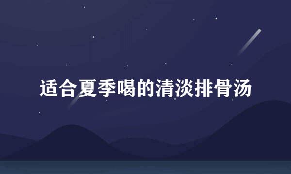 适合夏季喝的清淡排骨汤