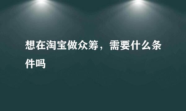 想在淘宝做众筹，需要什么条件吗