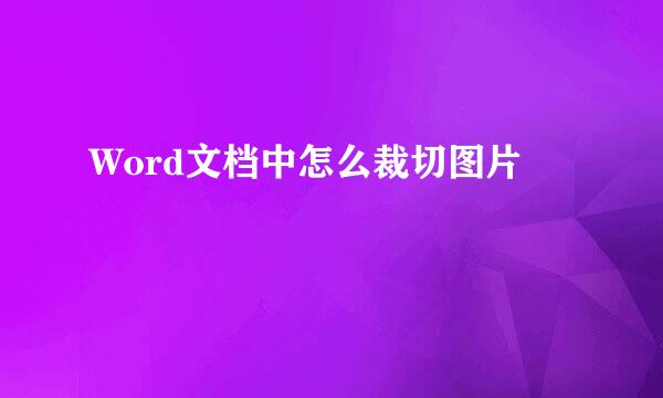 Word文档中怎么裁切图片