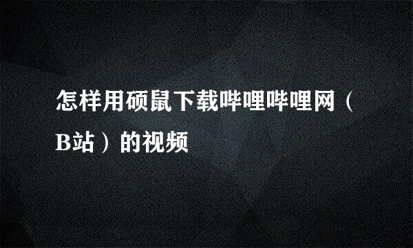 怎样用硕鼠下载哔哩哔哩网（B站）的视频
