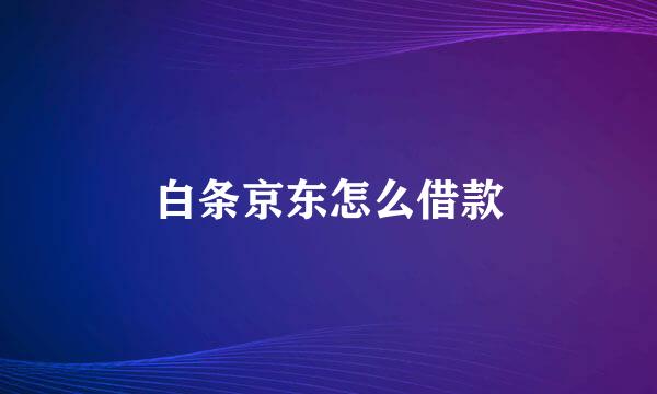 白条京东怎么借款