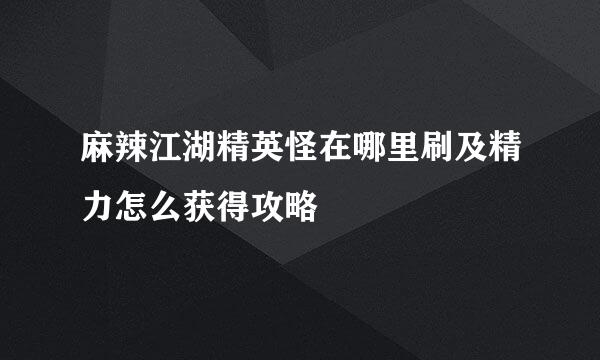 麻辣江湖精英怪在哪里刷及精力怎么获得攻略