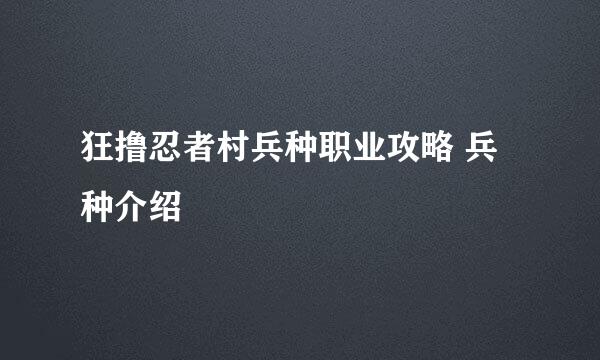 狂撸忍者村兵种职业攻略 兵种介绍
