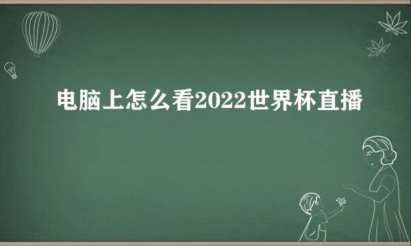 电脑上怎么看2022世界杯直播