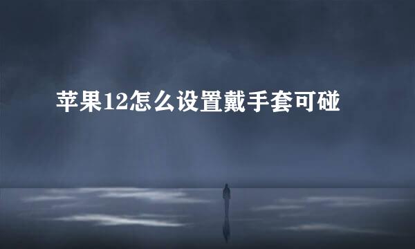 苹果12怎么设置戴手套可碰
