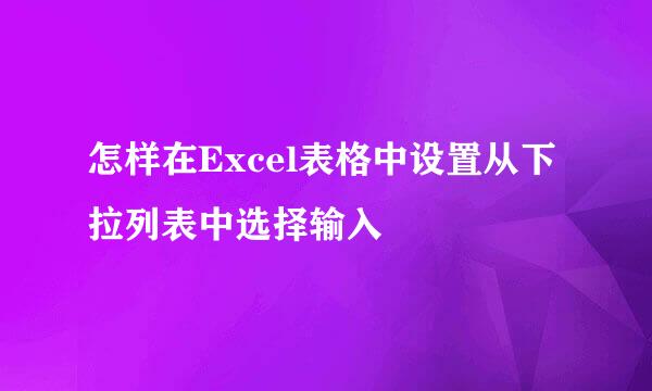怎样在Excel表格中设置从下拉列表中选择输入